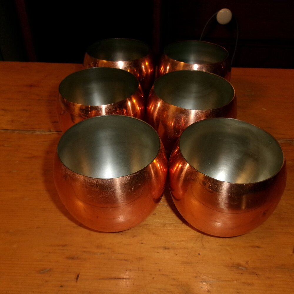 Guild Coppercraft  lot of six roly poly cocktail tumblers very good cottagecore
